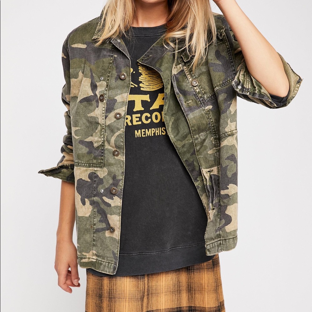 🧡Free People🧡 Embellished Camo Military Jacket, S